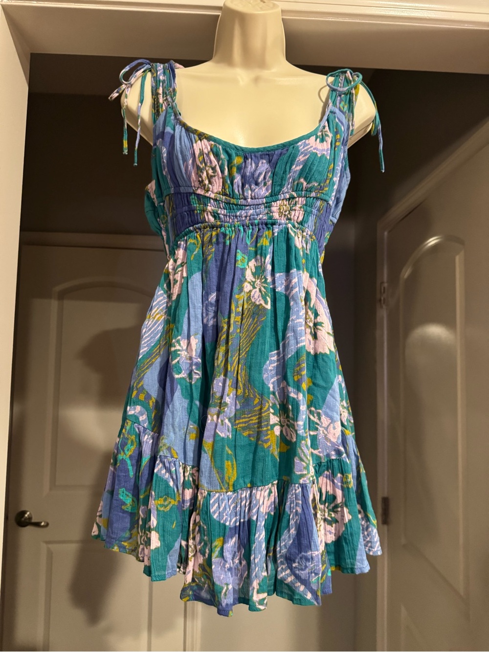 Free People Vernon Mini Dress XS Cotton Rayon Boho Cottagecore